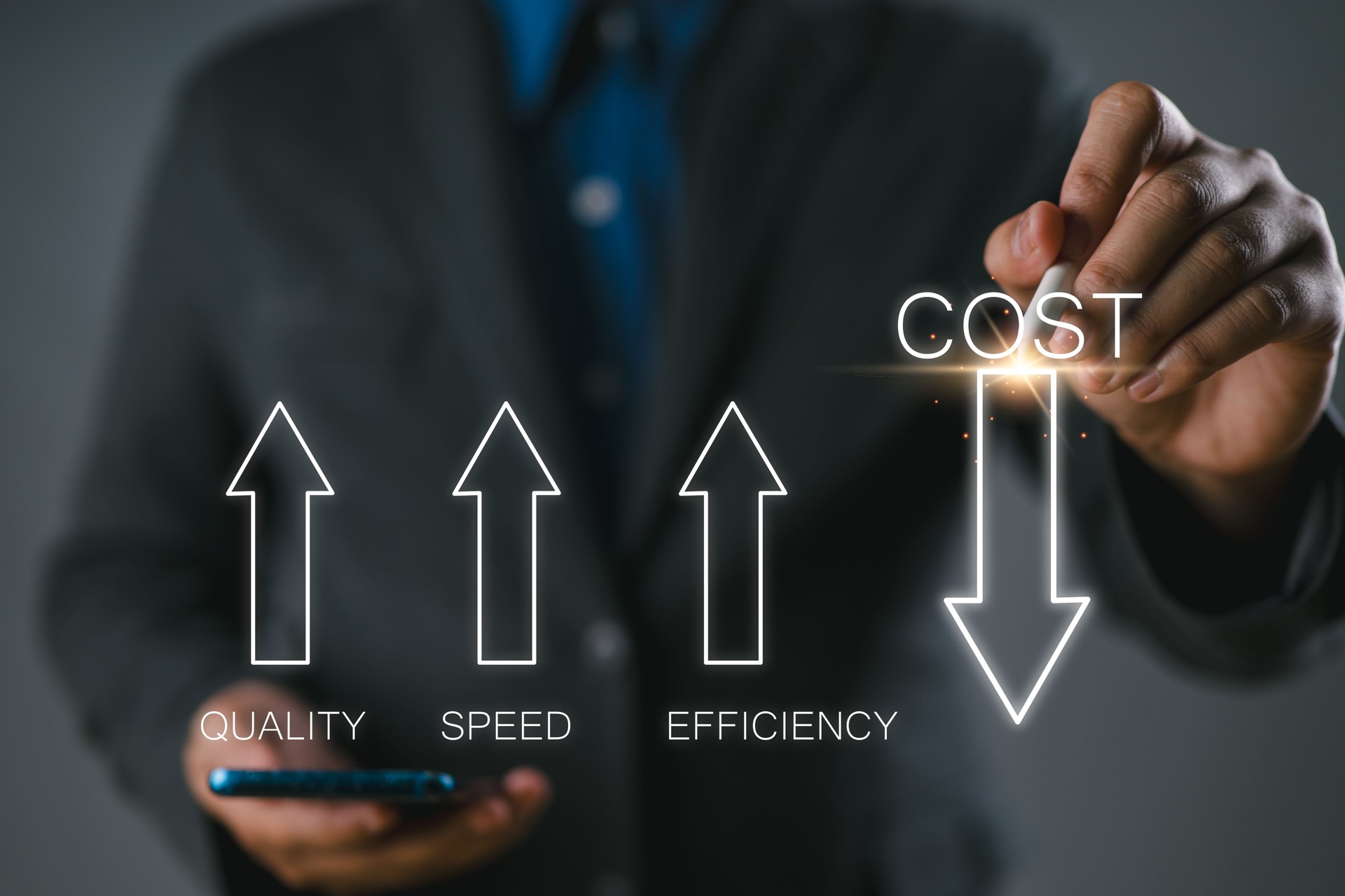 Cost reduction concept. Increase quality, speed, efficiency, and Optimization for products or services to improve company performance. Successful corporate strategy and management. Effective business,